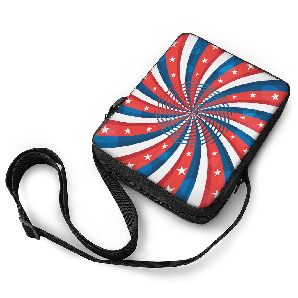 Swirly American Patriotic Print Rectangular Crossbody Bag
