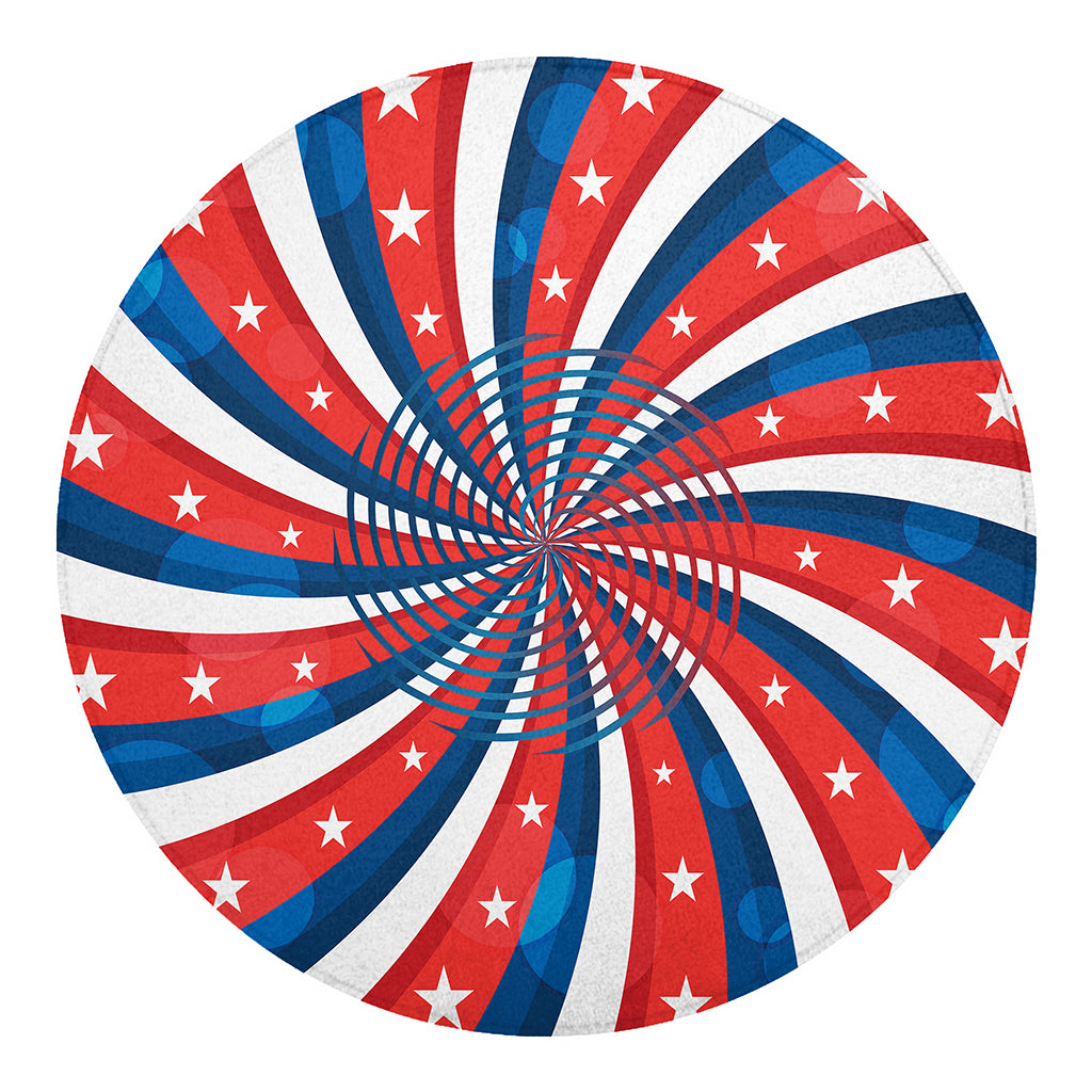 Swirly American Patriotic Print Round Blanket