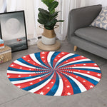Swirly American Patriotic Print Round Rug