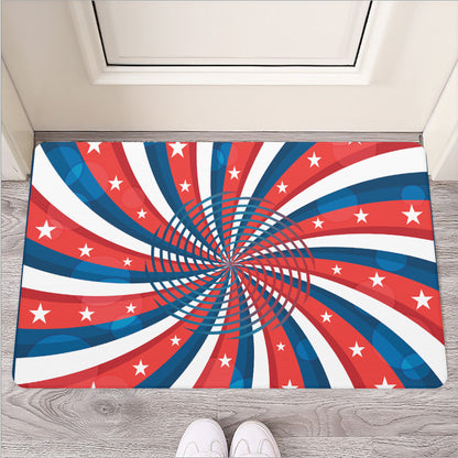 Swirly American Patriotic Print Rubber Doormat