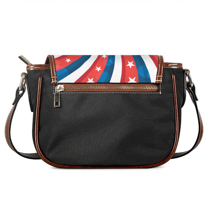 Swirly American Patriotic Print Saddle Bag
