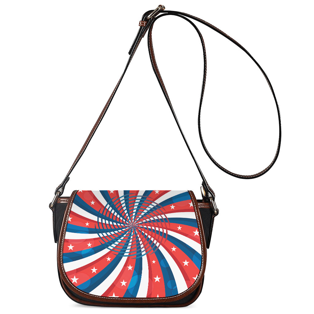 Swirly American Patriotic Print Saddle Bag