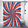 Swirly American Patriotic Print Shower Curtain