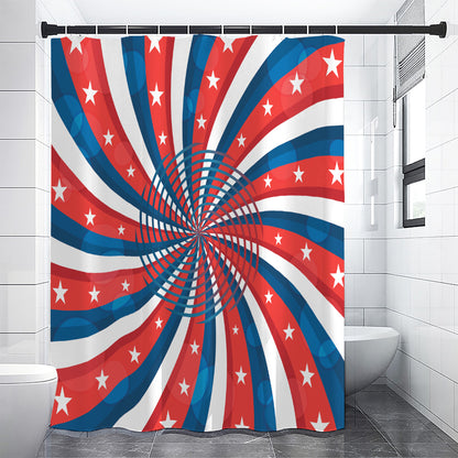 Swirly American Patriotic Print Shower Curtain