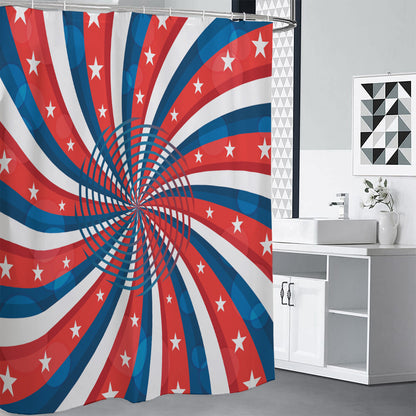 Swirly American Patriotic Print Shower Curtain