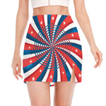 Swirly American Patriotic Print Side Slit Mini Skirt