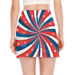 Swirly American Patriotic Print Side Slit Mini Skirt