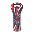 Swirly American Patriotic Print Single Neoprene Wine Tote
