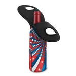 Swirly American Patriotic Print Single Neoprene Wine Tote