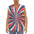 Swirly American Patriotic Print Sleeveless Baseball Jersey