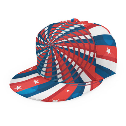 Swirly American Patriotic Print Snapback Cap