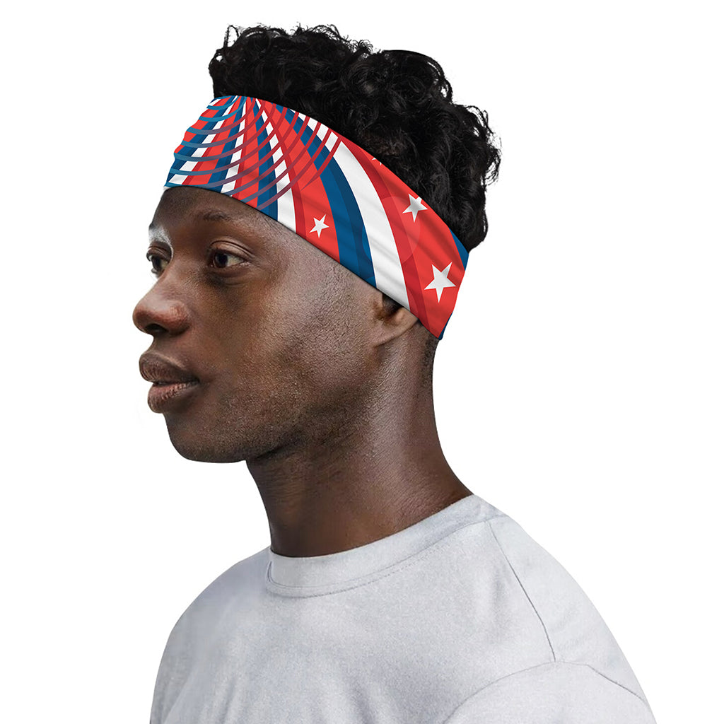 Swirly American Patriotic Print Sports Headband
