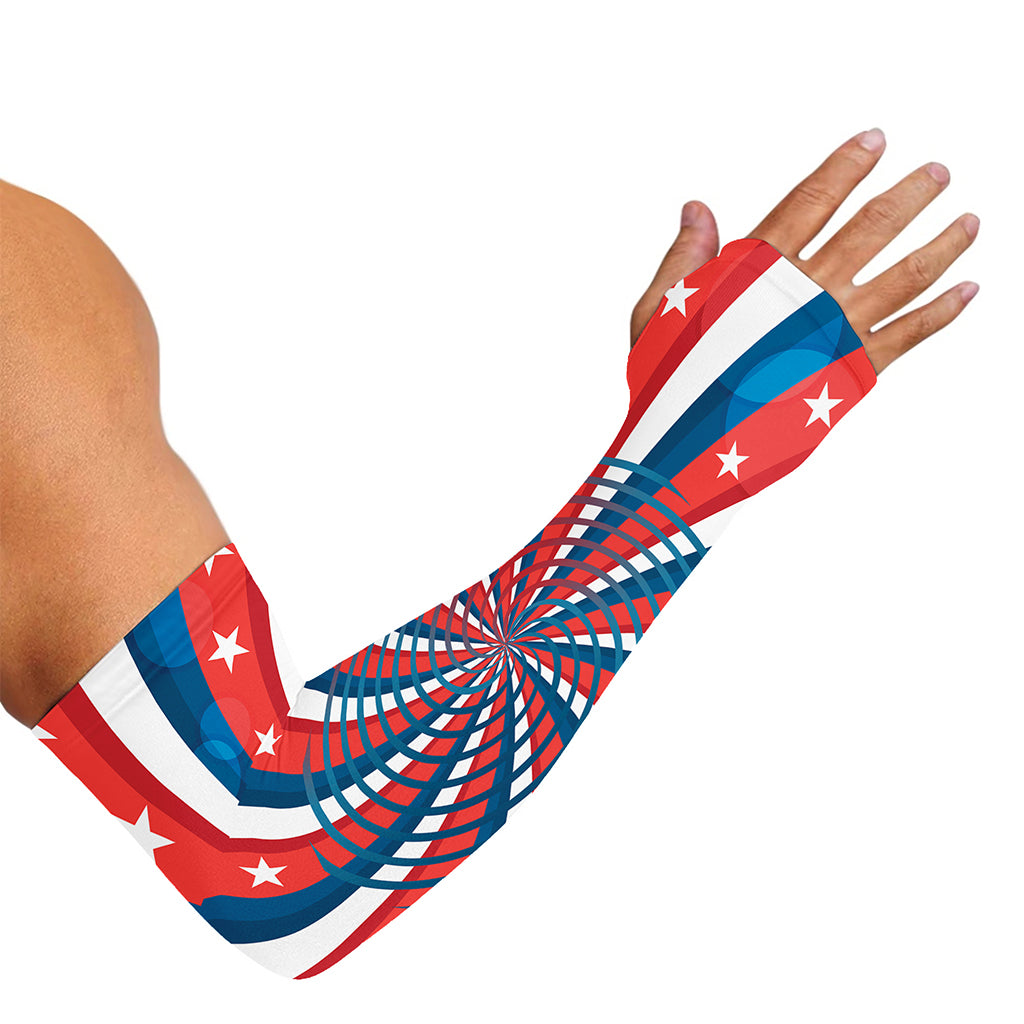Swirly American Patriotic Print Sun Protection Arm Sleeves