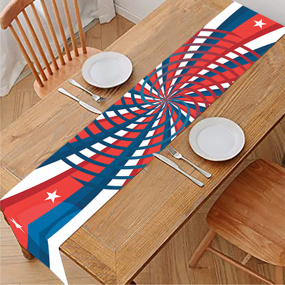 Swirly American Patriotic Print Table Runner