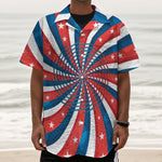 Swirly American Patriotic Print Textured Short Sleeve Shirt