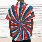 Swirly American Patriotic Print Textured Short Sleeve Shirt