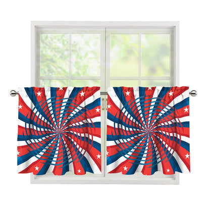 Swirly American Patriotic Print Tier Curtains