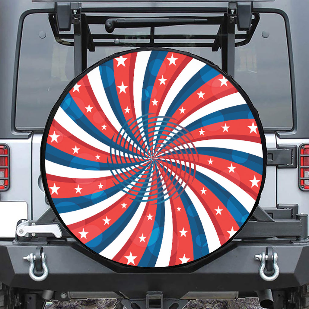 Swirly American Patriotic Print Tire Cover