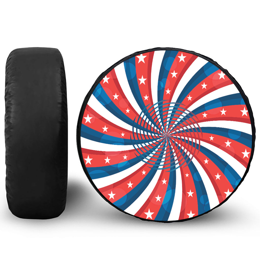 Swirly American Patriotic Print Tire Cover