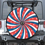 Swirly American Patriotic Print Tire Cover With Camera Hole