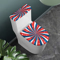Swirly American Patriotic Print Toilet Lid And Tank Cover Set