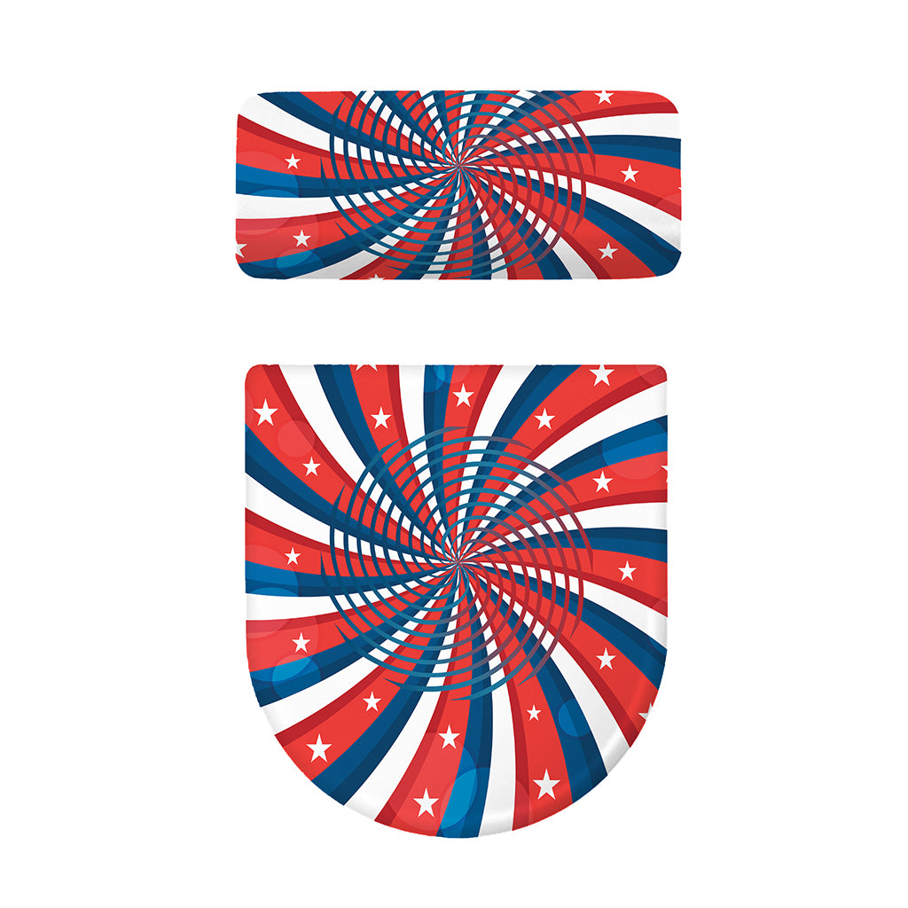 Swirly American Patriotic Print Toilet Lid And Tank Cover Set