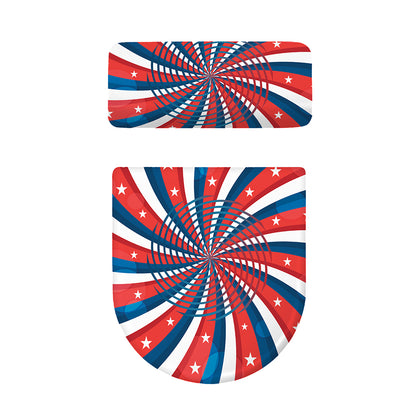 Swirly American Patriotic Print Toilet Lid And Tank Cover Set