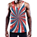 Swirly American Patriotic Print Men's Workout Tank Top