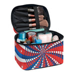 Swirly American Patriotic Print Travel Makeup Bag