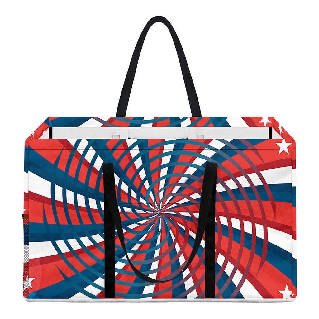 Swirly American Patriotic Print Utility Tote Bag