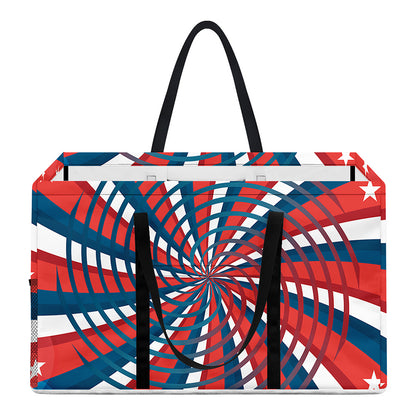 Swirly American Patriotic Print Utility Tote Bag