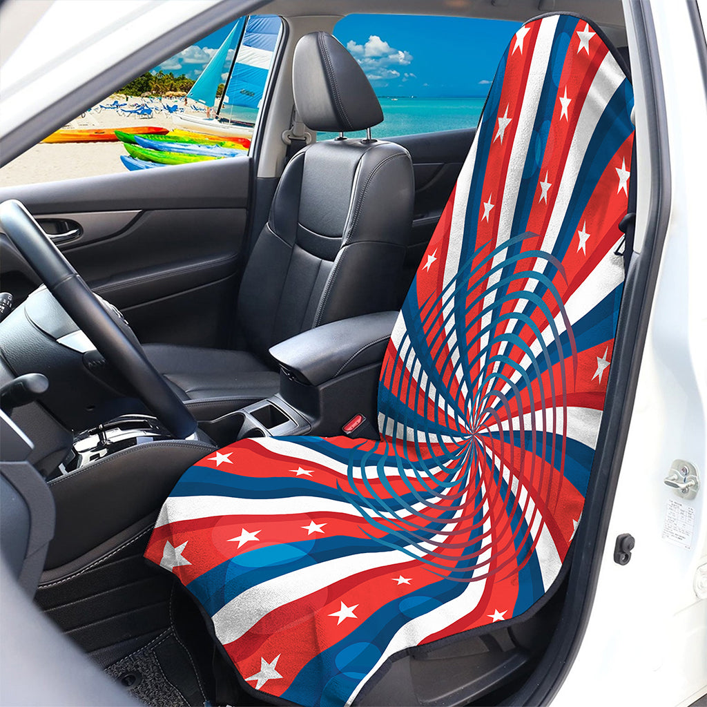 Swirly American Patriotic Print Waterproof Car Seat Cover