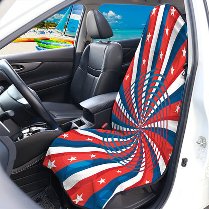 Swirly American Patriotic Print Waterproof Car Seat Cover