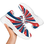 Swirly American Patriotic Print White Chunky Shoes