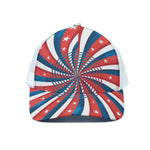Swirly American Patriotic Print White Mesh Trucker Cap