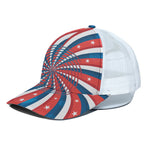 Swirly American Patriotic Print White Mesh Trucker Cap