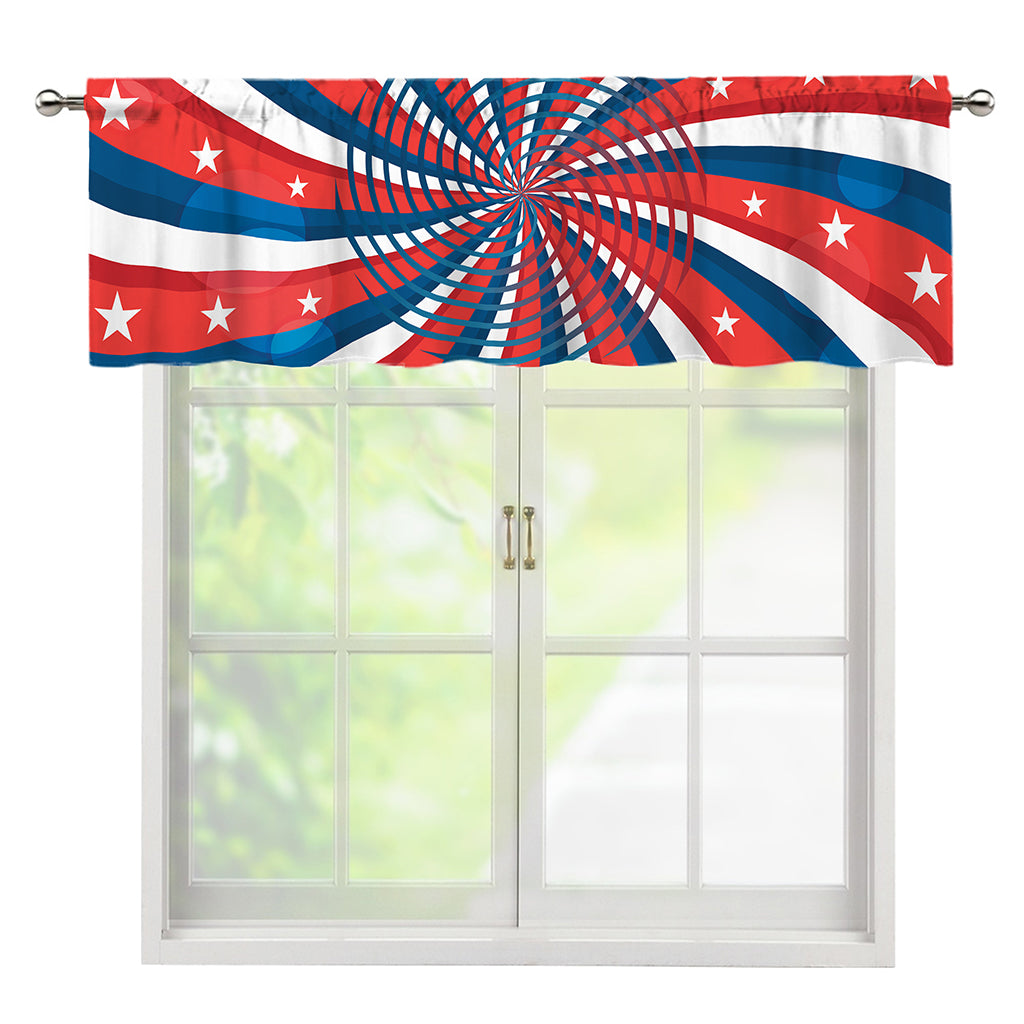 Swirly American Patriotic Print Window Valance