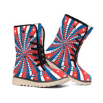 Swirly American Patriotic Print Winter Boots
