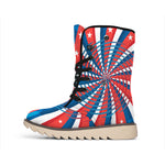 Swirly American Patriotic Print Winter Boots