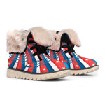 Swirly American Patriotic Print Winter Boots