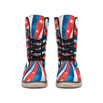 Swirly American Patriotic Print Winter Boots