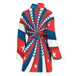 Swirly American Patriotic Print Women's Bathrobe