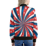 Swirly American Patriotic Print Women's Bomber Jacket