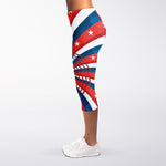 Swirly American Patriotic Print Women's Capri Leggings