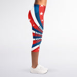 Swirly American Patriotic Print Women's Capri Leggings