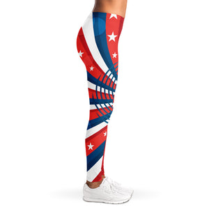 Swirly American Patriotic Print Women's Leggings