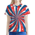 Swirly American Patriotic Print Women's Polo Shirt