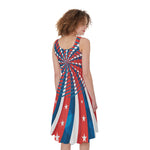 Swirly American Patriotic Print Women's Sleeveless Dress