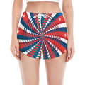 Swirly American Patriotic Print Women's Split Running Shorts