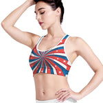 Swirly American Patriotic Print Women's Sports Bra